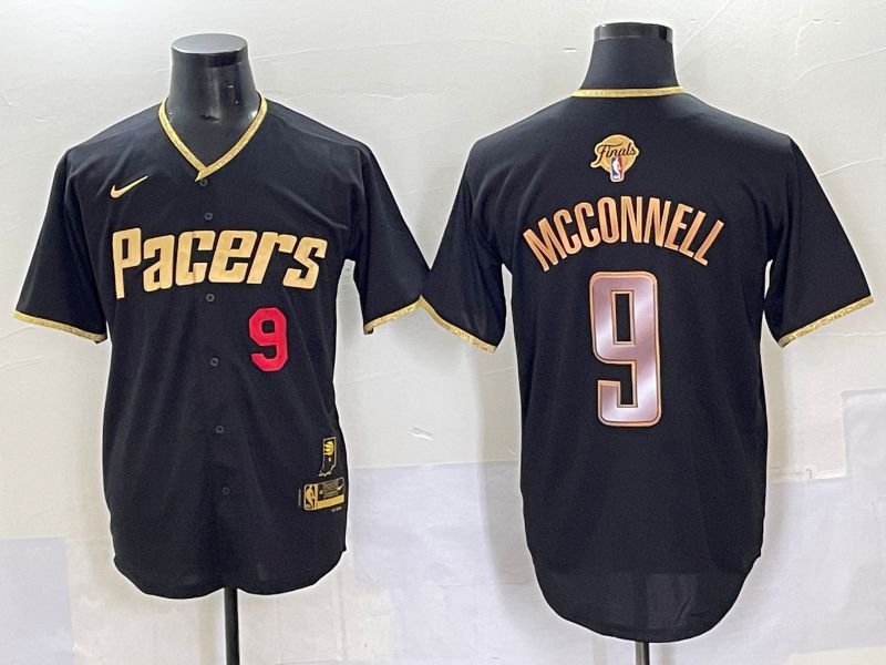 Men 2025 Indiana Pacers #9 Mcconnell Black Joint Name NBA Jersey style 24